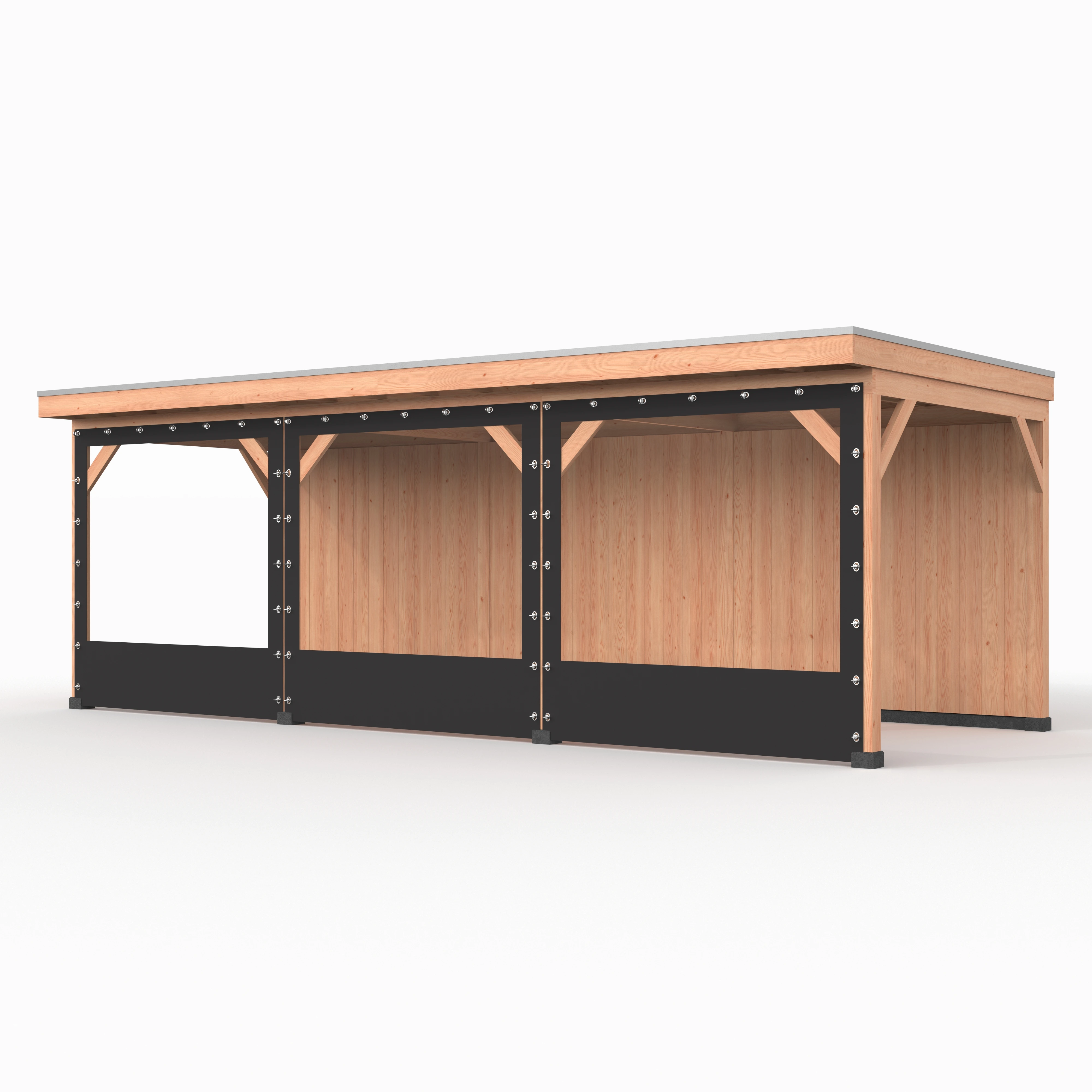 Verandazeil Overkapping Zwart 750 cm voor 19 x 19 cm Staanders - Afbeelding 1